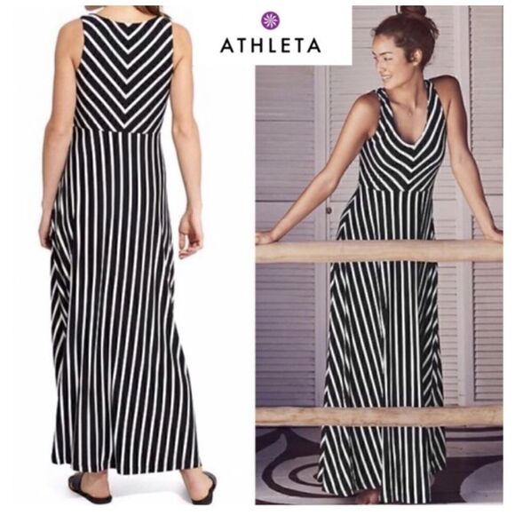 ATHLETA Striped Jersey Dreamin' Maxi Dress XS EUC - Picture 1 of 4